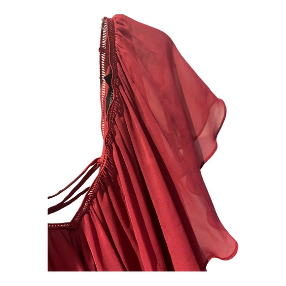 WHBM - Ruffled Flounced Overlayed Rosey Top - Size Medium - Picture 8 of 9